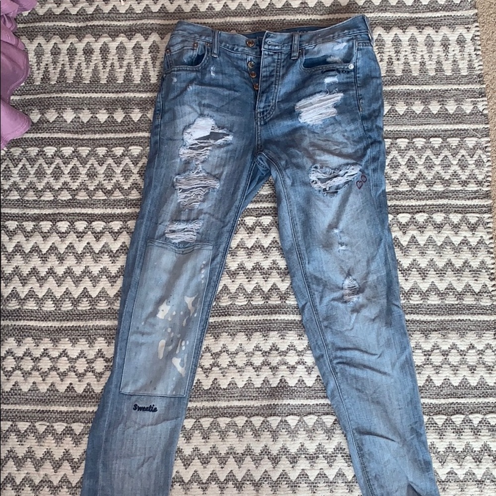 American Eagle Boyfriend Jeans with patches